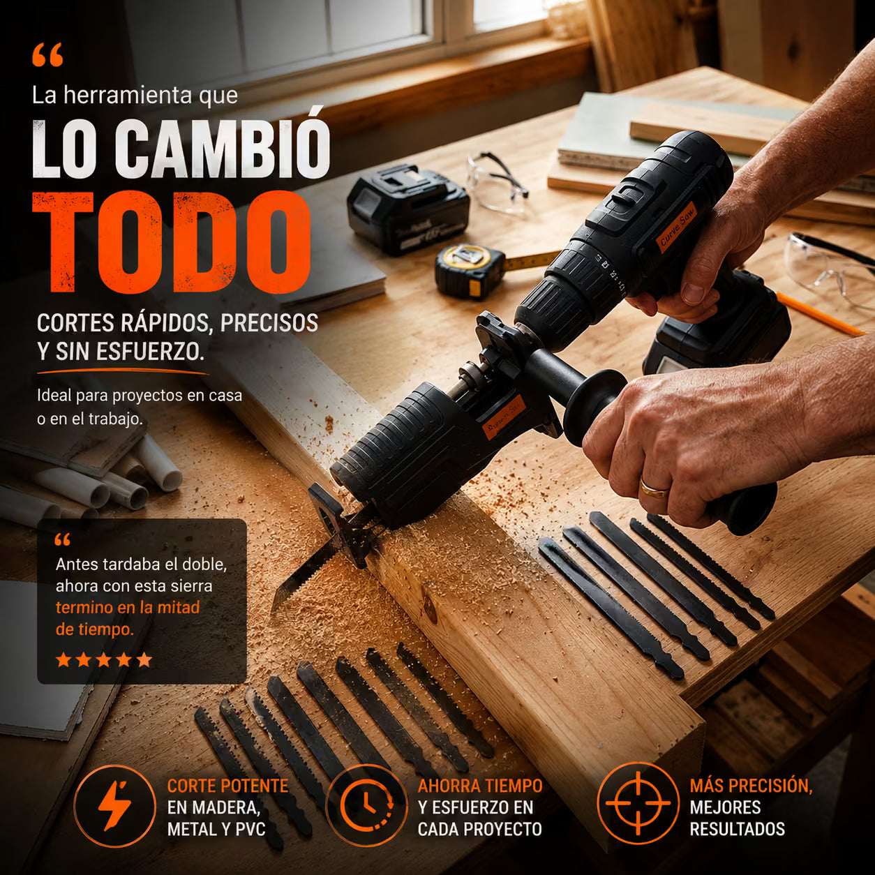 Convertidor Taladro a Sierra con Hojas Intercambiables