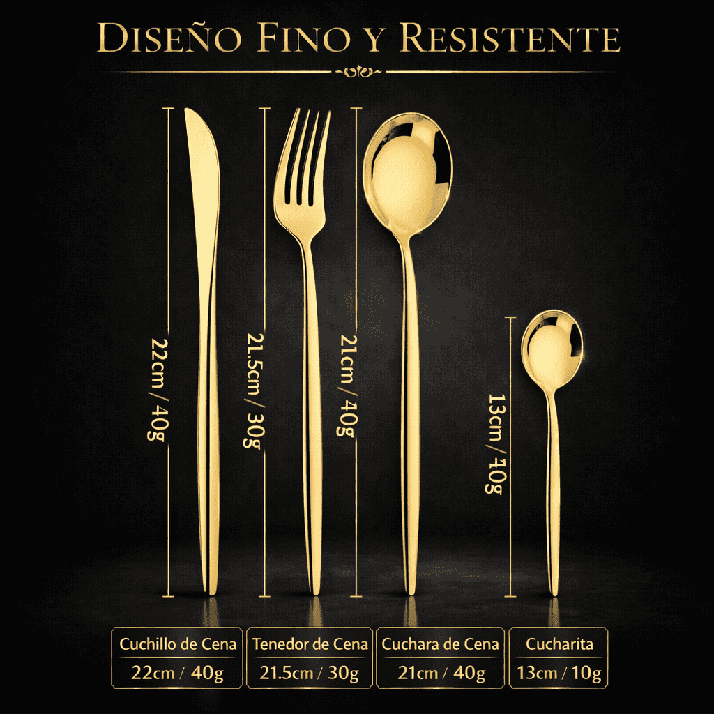 Super Promoción de Set Cubiertos en Acero Inoxidable x 24 Piezas - Dorados