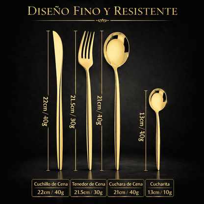 Super Promoción de Set Cubiertos en Acero Inoxidable x 24 Piezas - Dorados