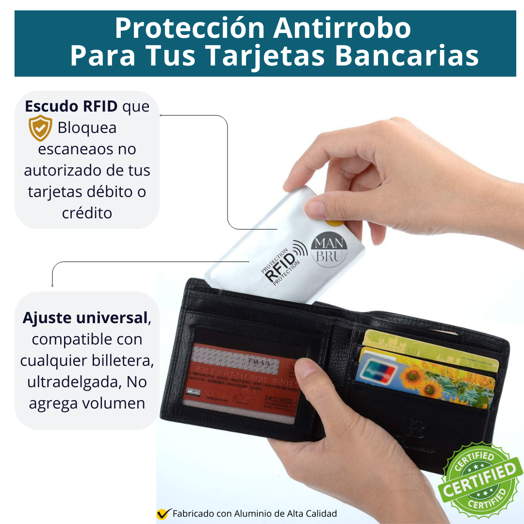 Fundas Antirrobo RFID Seguridad para tus Tarjetas Débito y Crédito Kit x 6 Unidades