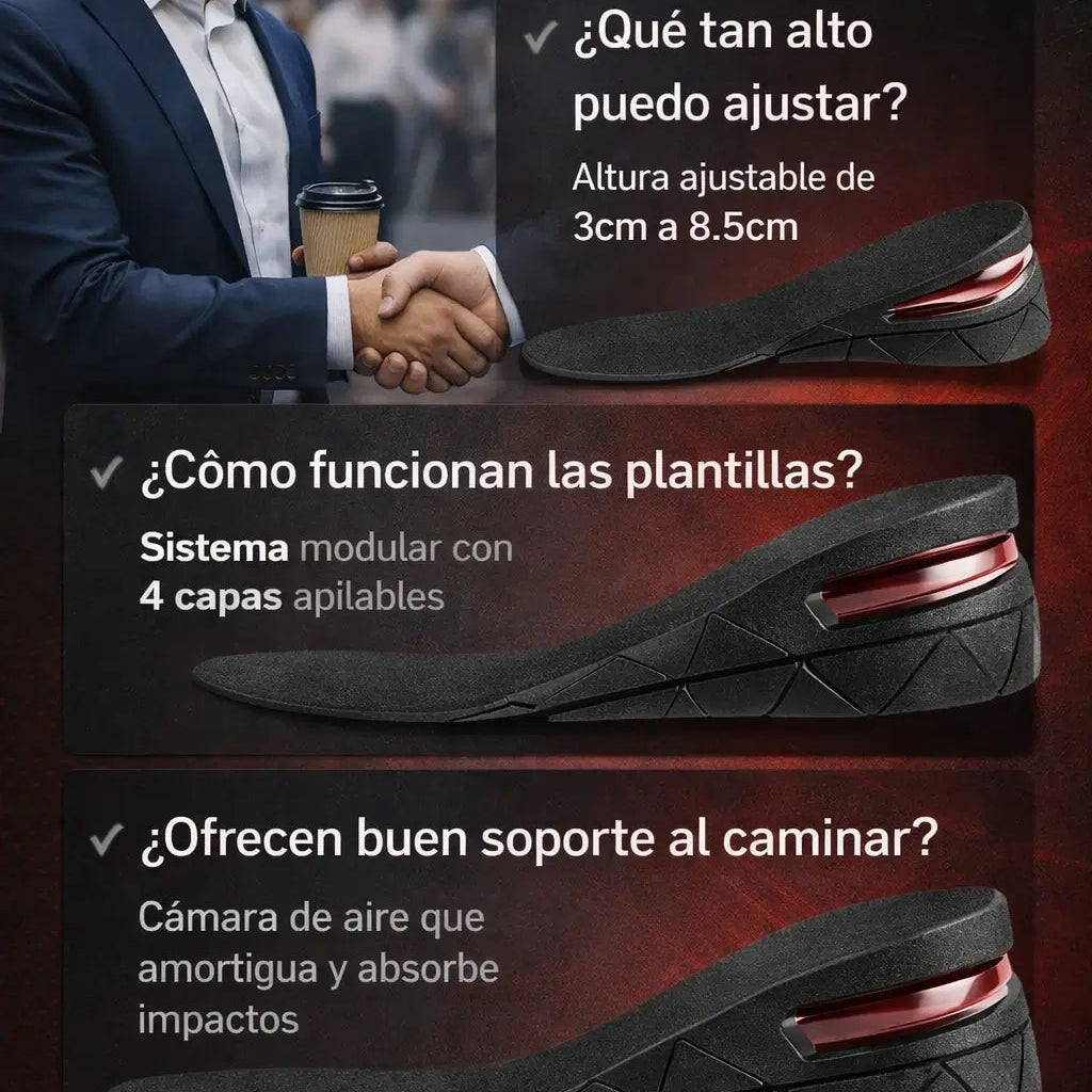👟Plantillas Ortopédicas para Ganar Altura De 4 Niveles🔝🔥