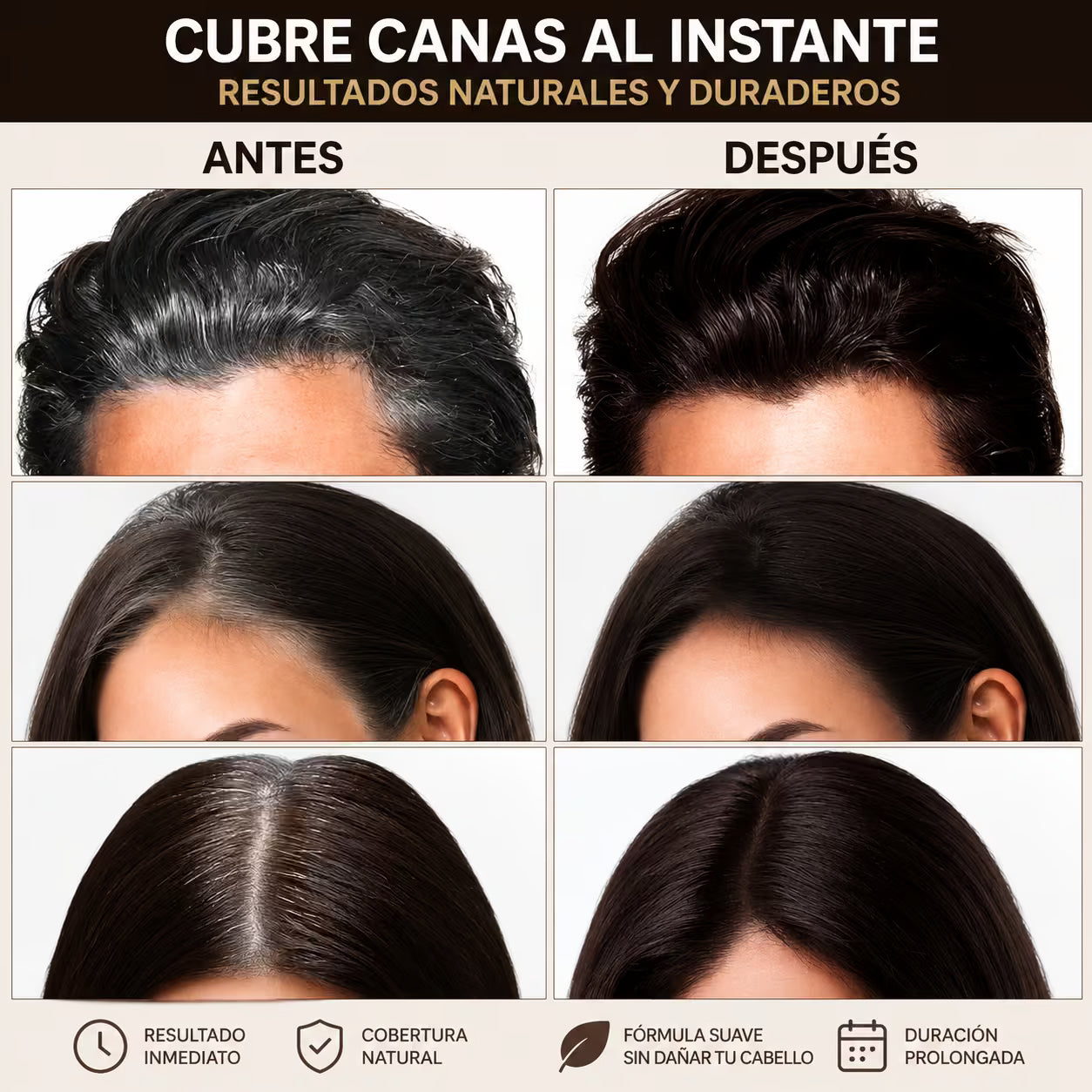 Stick Natural Cubre Raíces y Canas Instantaneo