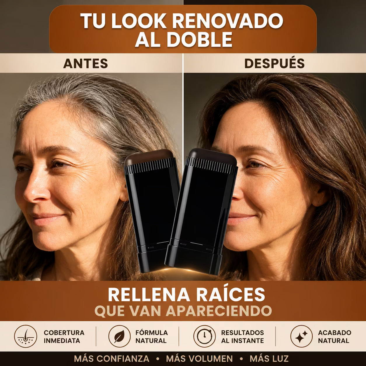 Stick Natural Cubre Raíces y Canas Instantaneo