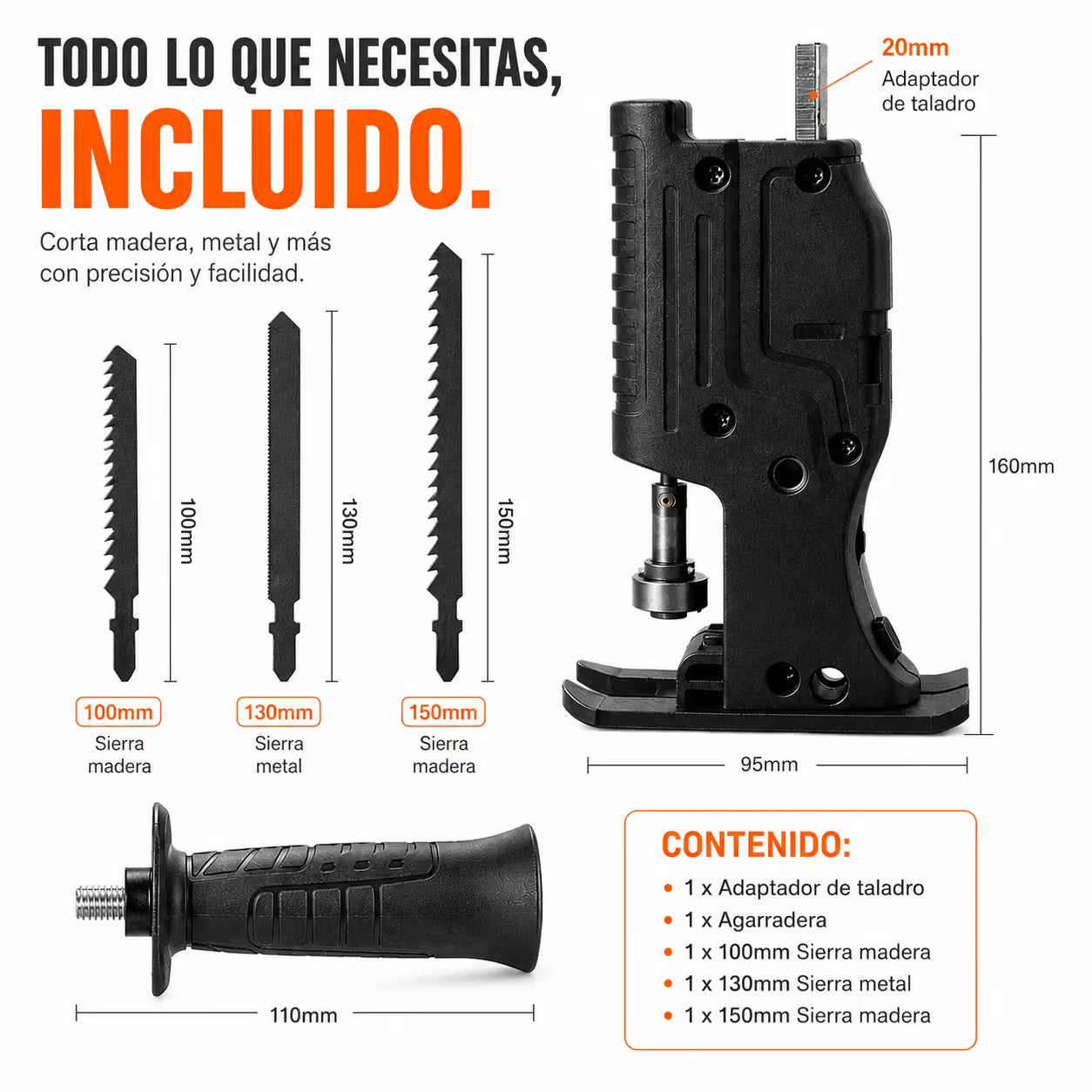 Convertidor Taladro a Sierra con Hojas Intercambiables