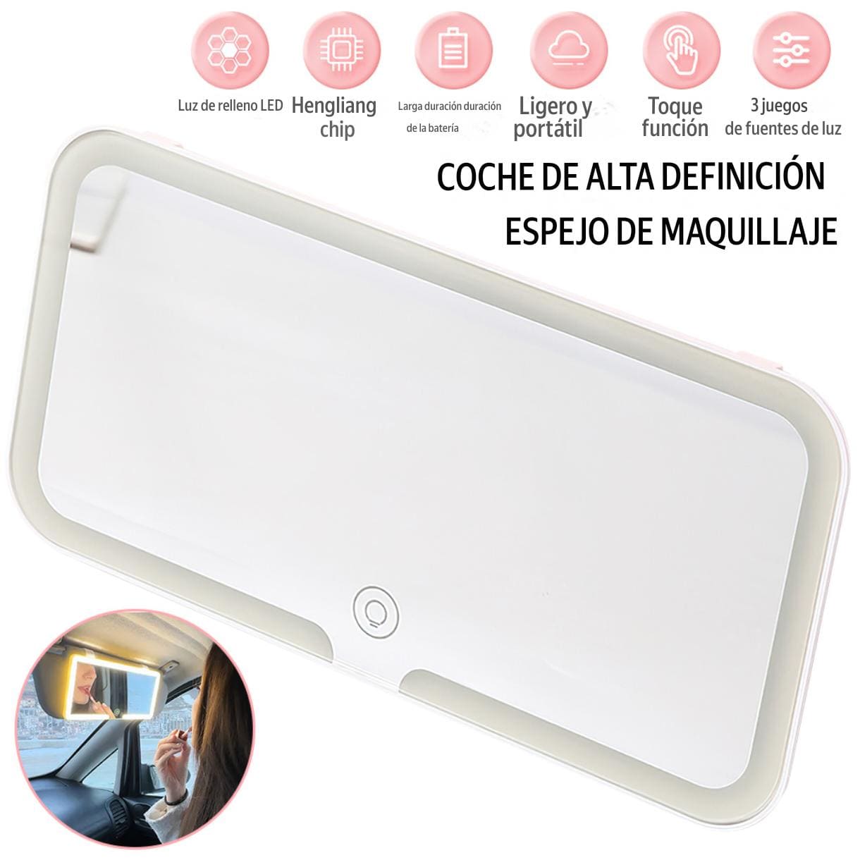 Vanity Mirror Espejo ilumidador Led Táctil para Autos - GRATIS Gel Frio Contorno de Ojos