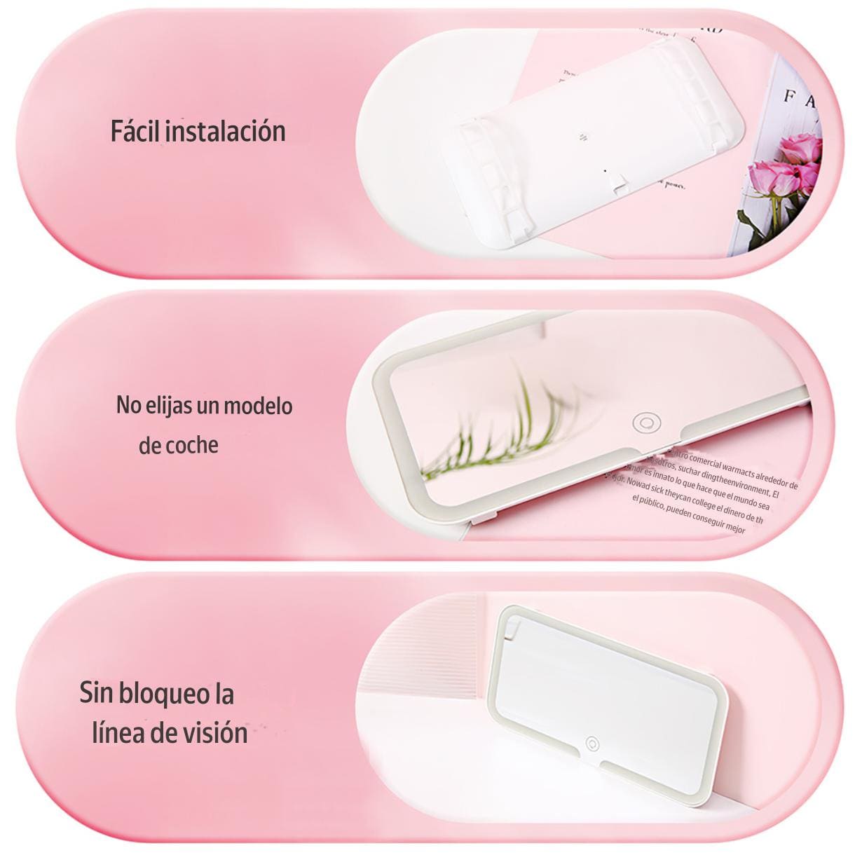 Vanity Mirror Espejo ilumidador Led Táctil para Autos - GRATIS Gel Frio Contorno de Ojos