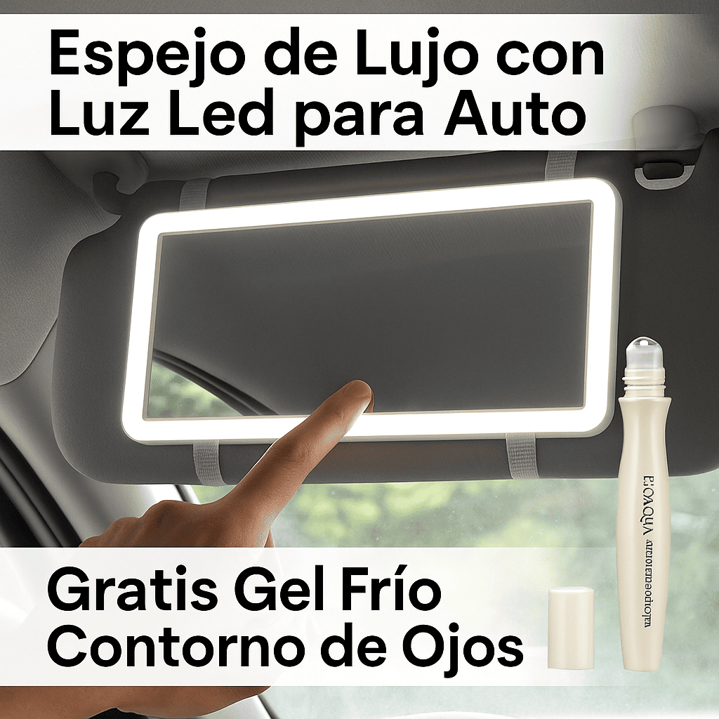Vanity Mirror Espejo ilumidador Led Táctil para Autos - GRATIS Gel Frio Contorno de Ojos