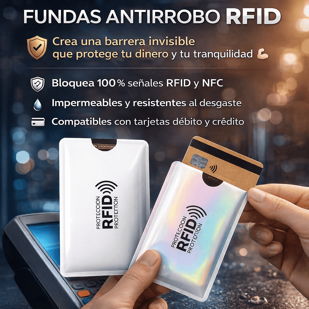 Kit x 6 Fundas Antirrobo RFID para Tarjetas Débito y Crédito + 6 GRATIS (Oferta 2x1)