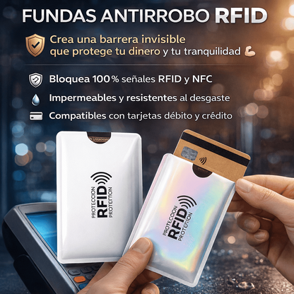 Kit x 6 Fundas Antirrobo RFID para Tarjetas Débito y Crédito + 6 GRATIS (Oferta 2x1)